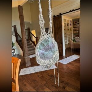 Rare HTF Petite Pierres Fluorite Crystal Encapsulated in Sterling Silver Chains